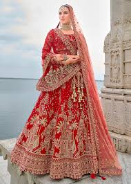 Cherry color Lehanga for girls