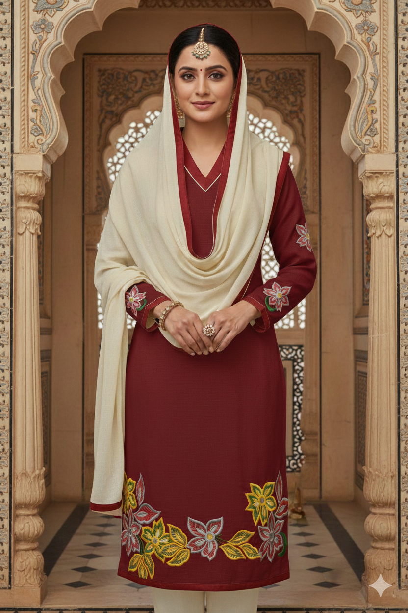 Ornate Border & Floral Motif Salwar Kameez
