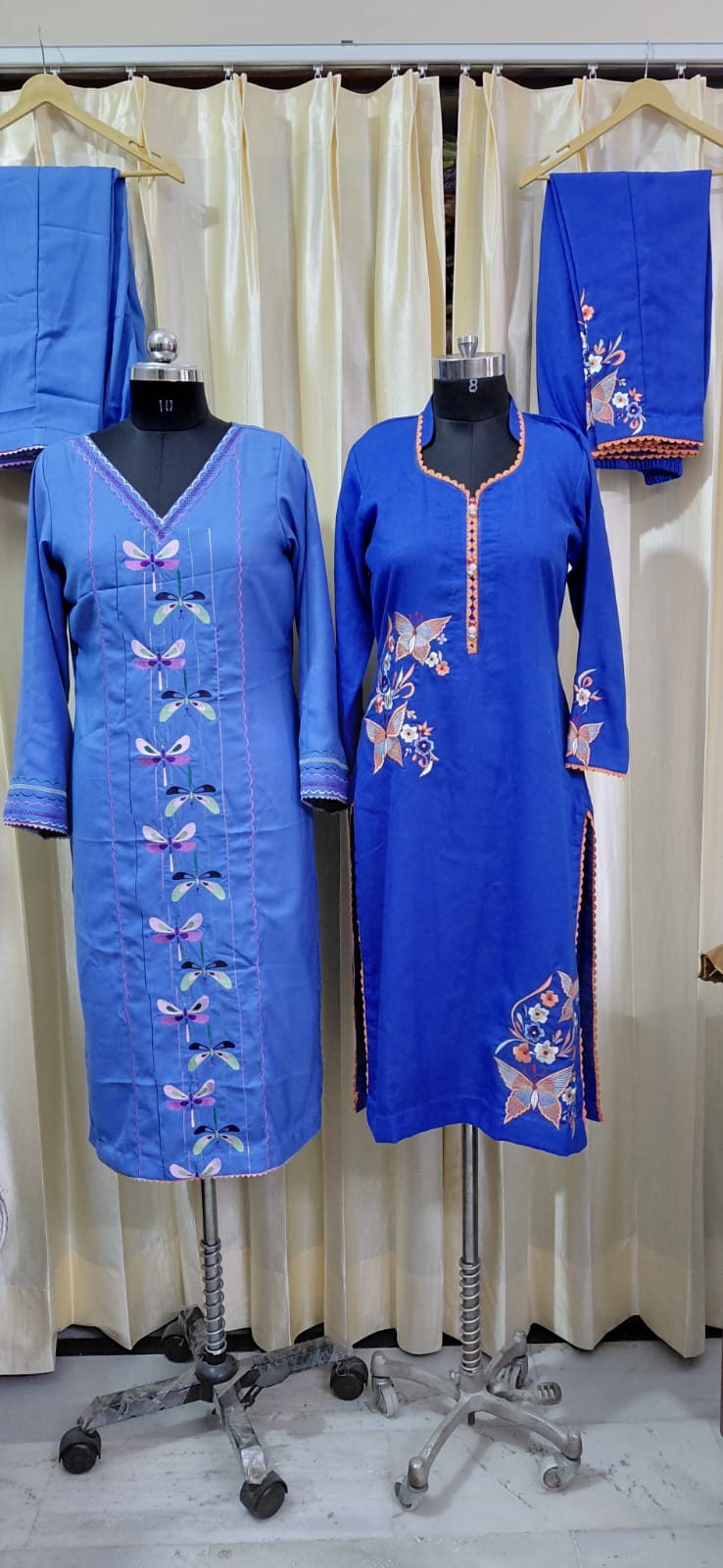 Latest Pashmina Suit Designs 🦋 | Royal Blue Machine Embroidery